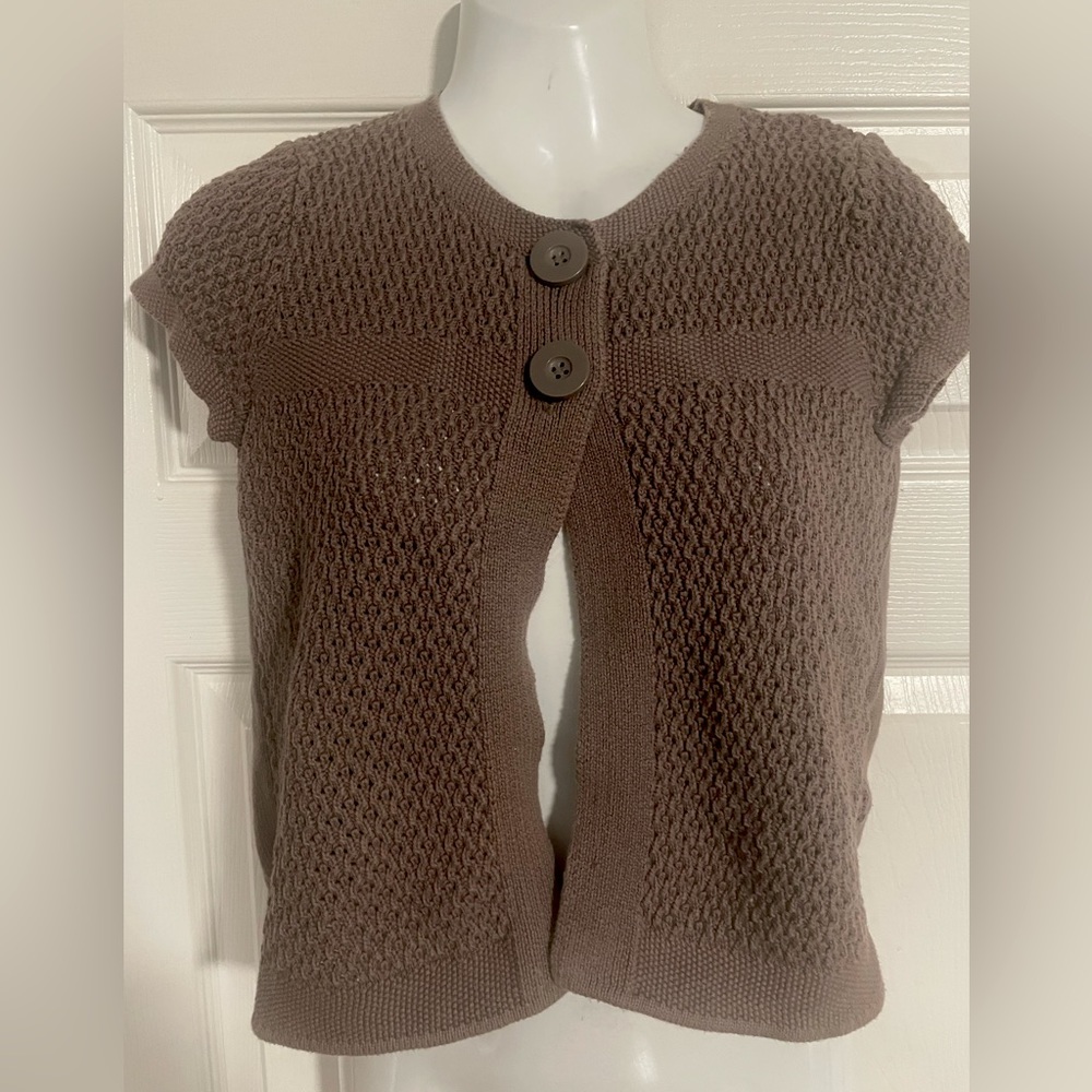 Taupe short sleeved cardigan Y2K by RW&Co size small